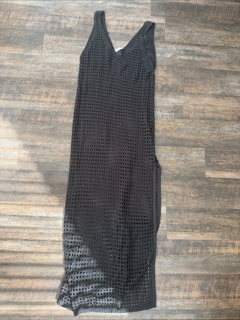 Black crochet cover up with slit